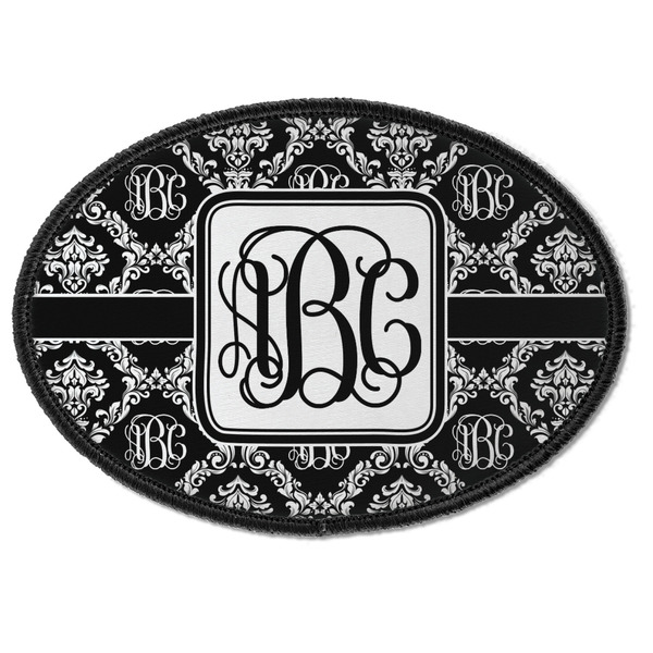 Custom Monogrammed Damask Iron On Oval Patch