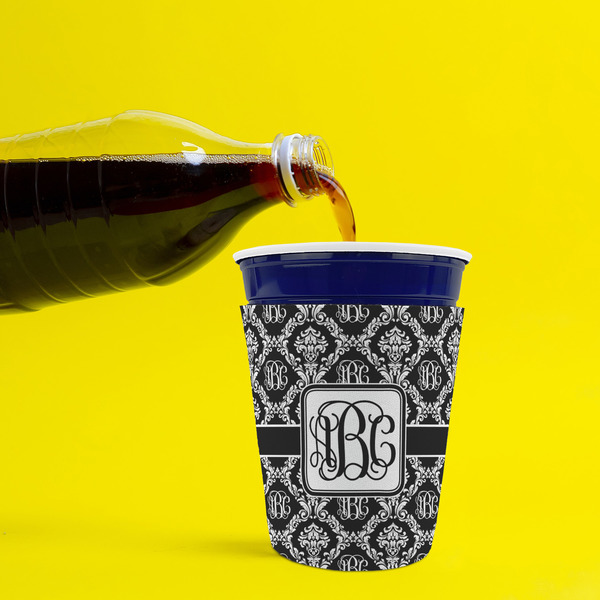Monogrammed Damask Party Cup Sleeves - without bottom - Lifestyle
