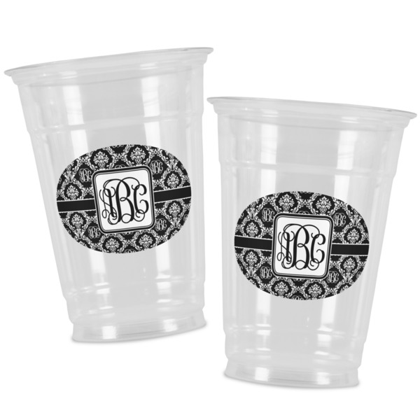 Monogrammed Damask Party Cups - 16oz - Alt View