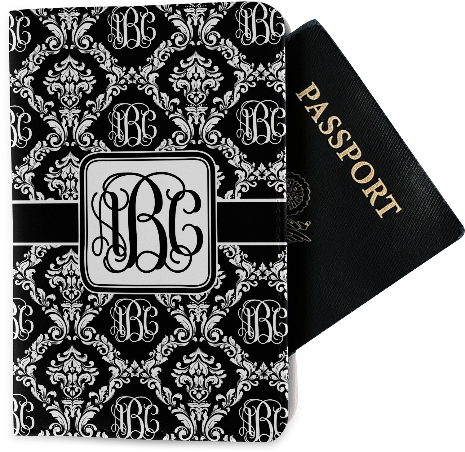 Monogrammed Damask Passport Holder Fabric (Personalized) YouCustomizeIt