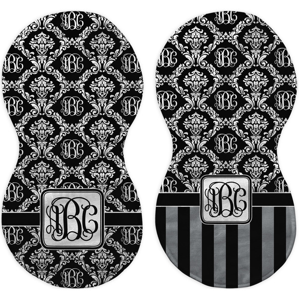 Monogrammed Damask Peanut Shaped Burps - Approval