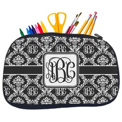 Monogrammed Damask Neoprene Pencil Case - Medium