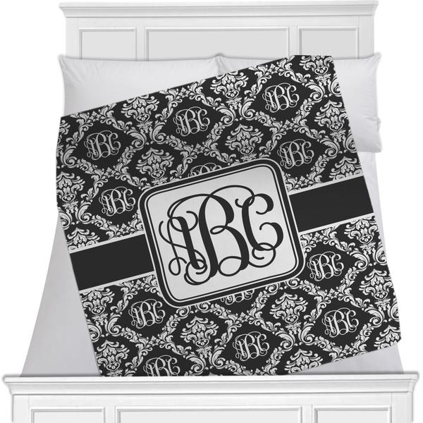 Custom Monogrammed Damask Minky Blanket - Toddler / Throw - 60"x50" - Double Sided (Personalized)