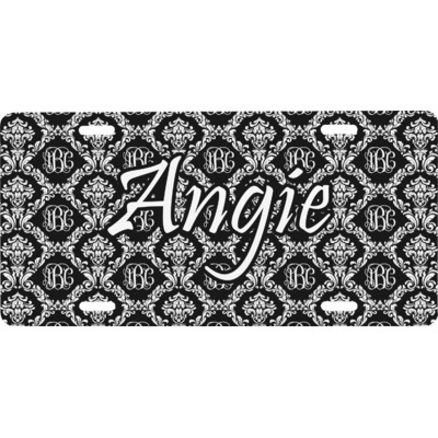 Custom Monogrammed Damask Front License Plate (Personalized)