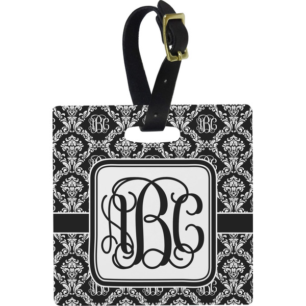 Monogrammed Damask Personalized Square Luggage Tag