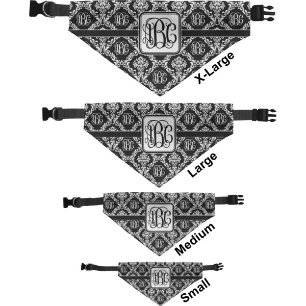 Monogrammed Damask Pet Bandana Sizes
