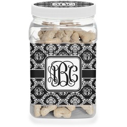 Monogrammed Damask Dog Treat Jar (Personalized)
