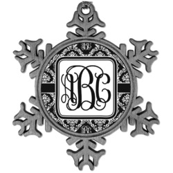 Monogrammed Damask Vintage Snowflake Ornament