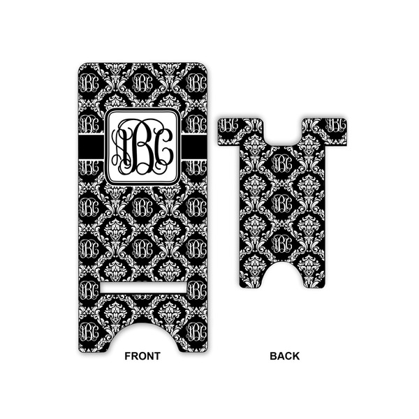 Monogrammed Damask Phone Stand - Front & Back