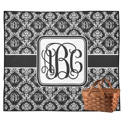 Monogrammed Damask Outdoor Picnic Blanket (Personalized)
