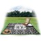 Monogrammed Damask Picnic Blanket - with Basket Hat and Book - in Use