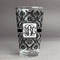 Monogrammed Damask Pint Glass - Full Fill w Transparency - Front/Main