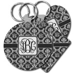 Monogrammed Damask Plastic Keychain