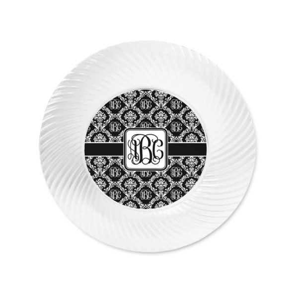 Monogrammed Damask Plastic Party Appetizer & Dessert Plates - Approval