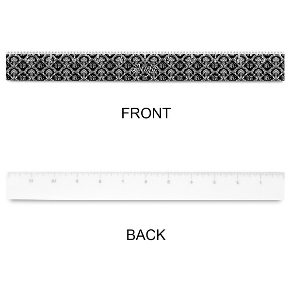 Monogrammed Damask Plastic Ruler - 12" - APPROVAL