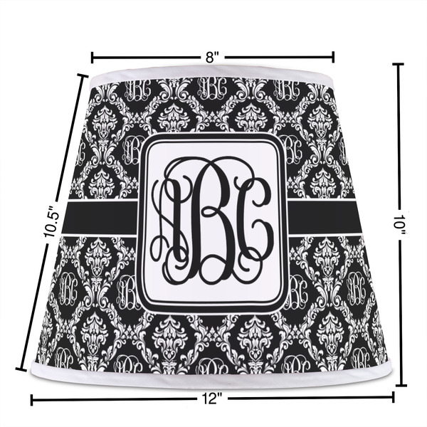 Monogrammed Damask Poly Film Empire Lampshade - Dimensions
