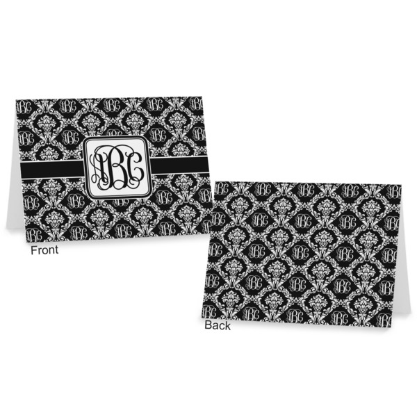 Monogrammed Damask Postcard - Front and Back