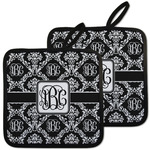 Monogrammed Damask Pot Holders - Set of 2