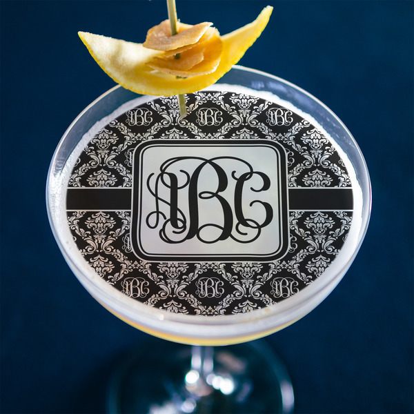 Monogrammed Damask Printed Drink Topper - XLarge - In Context