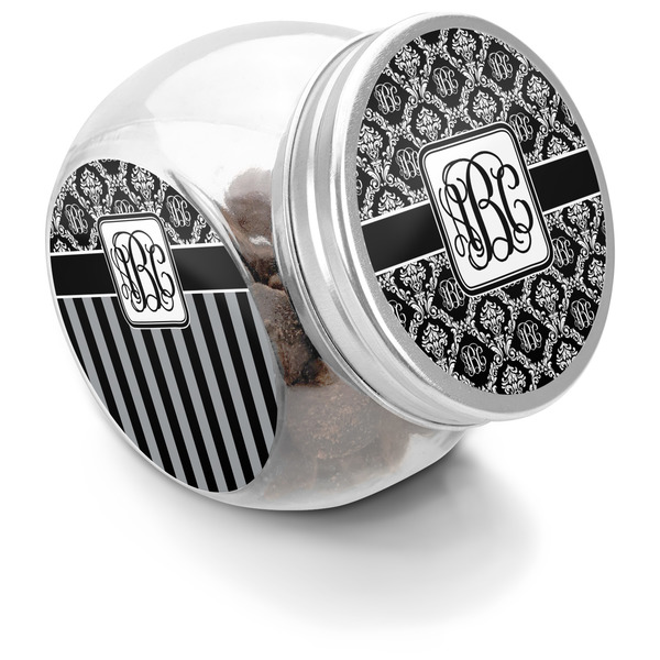 Custom Monogrammed Damask Puppy Treat Jar (Personalized)