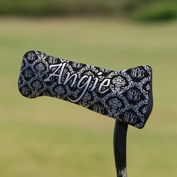 Monogrammed Damask Putter Cover - On Putter