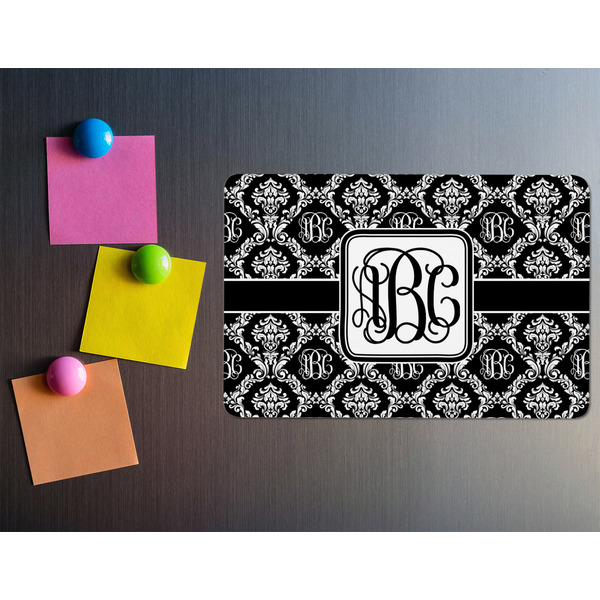 Monogrammed Damask Rectangular Fridge Magnet - LIFESTYLE