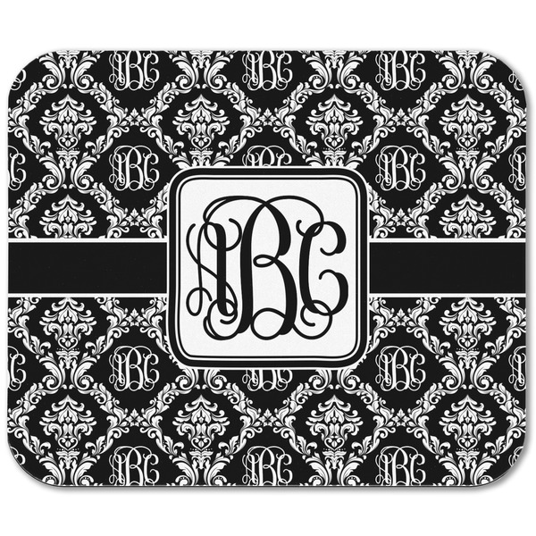 Monogrammed Damask Rectangular Mouse Pad - APPROVAL