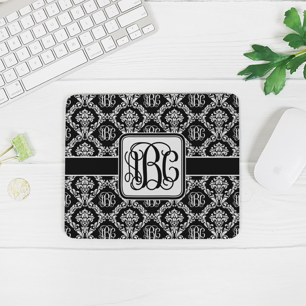 Monogrammed Damask Rectangular Mouse Pad - LIFESTYLE 2