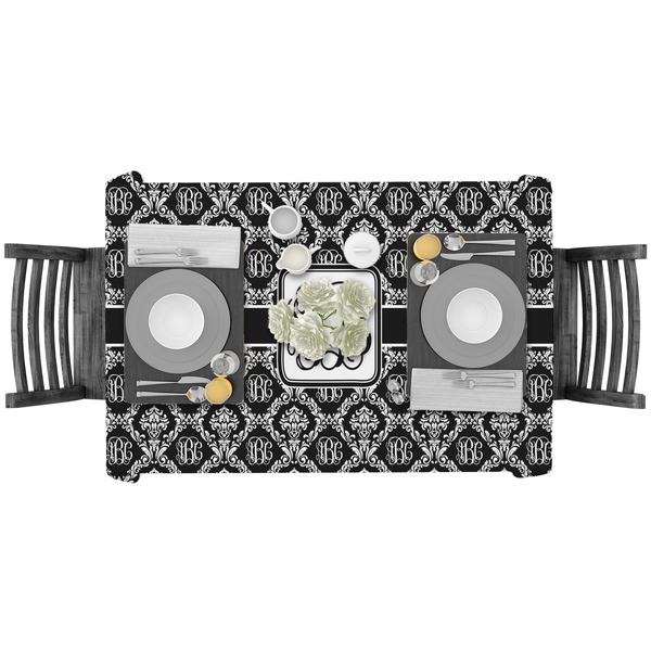 Monogrammed Damask Rectangular Tablecloths - LIFESTYLE