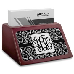 Monogrammed Damask Red Mahogany Business Card Holder (Personalized)