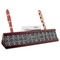 Monogrammed Damask Red Mahogany Nameplates with Business Card Holder - Angle