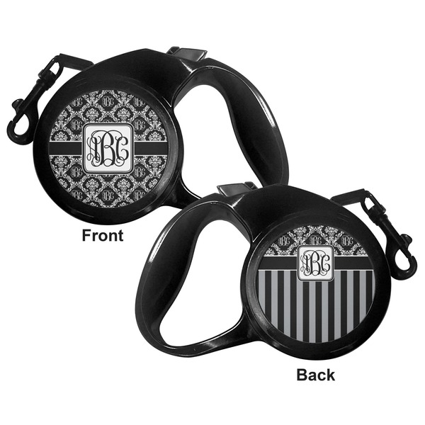 Monogrammed Damask Retractable Dog Leash - Medium Large - Apvl
