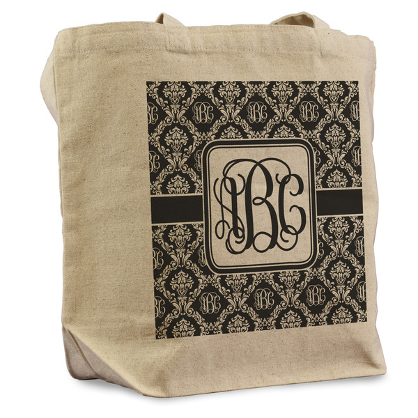 Custom Monogrammed Damask Reusable Cotton Grocery Bag