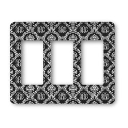 Monogrammed Damask Rocker Style Light Switch Cover - Three Switch