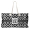 Monogrammed Damask Large Rope Tote Bag - Front View