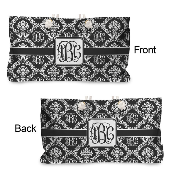 Monogrammed Damask Large Rope Tote - From & Back View