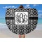 Monogrammed Damask Round Beach Towel - In Use