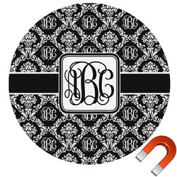 Monogrammed Damask Round Car Magnet - 6" (Personalized)