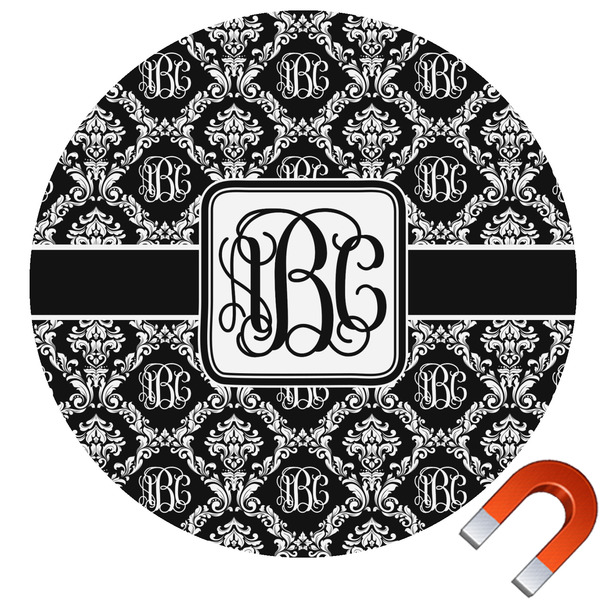 Custom Monogrammed Damask Round Car Magnet - 10" (Personalized)