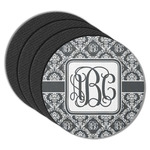Monogrammed Damask Round Rubber Backed Coasters - Set of 4 (Personalized)