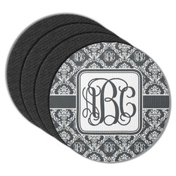 Monogrammed Damask Round Rubber Backed Coasters - Set of 4 (Personalized)