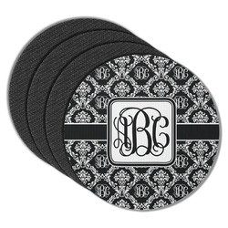 Monogrammed Damask Round Rubber Backed Coasters - Set of 4 (Personalized)