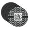 Monogrammed Damask Round Rubber Backed Coasters - Set of 4 (Personalized)