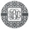 Monogrammed Damask Round Rubber Backed Coaster (Personalized)