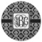 Monogrammed Damask Round Rubber Backed Coaster (Personalized)