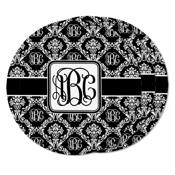 Monogrammed Damask Round Fridge Magnet - THREE
