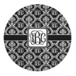 Monogrammed Damask 5' Round Indoor Area Rug