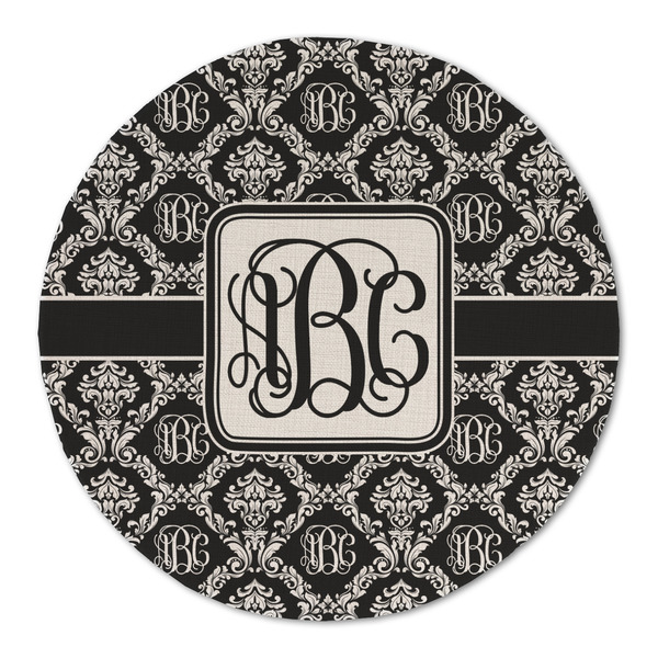 Monogrammed Damask Round Linen Placemats - FRONT (Double Sided)