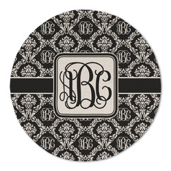 Monogrammed Damask Round Linen Placemat - Single Sided