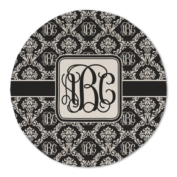 Custom Monogrammed Damask Round Linen Placemat - Single Sided